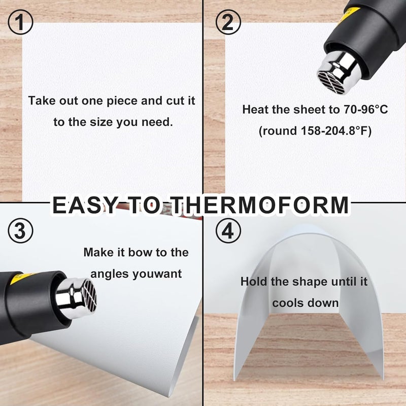 KINLINK White ABS Plastic Sheet 16" x 20"x 0.06" Flexible Moldable Impact Strength and High Tensile 1/16" Thick (1.5mm) Abs Sheet Moldable Plastic DIY Materials for Home Decor and Handicrafts 6 Pack - Image 5